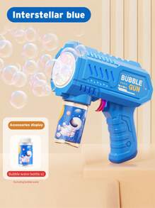 Máquina de burbujas de mano de verano, juguete automático de pistola de burbujas con un solo botón, regalo de juguete al aire libre para niños y niñas (incluido el líquido de burbujas, sin batería)