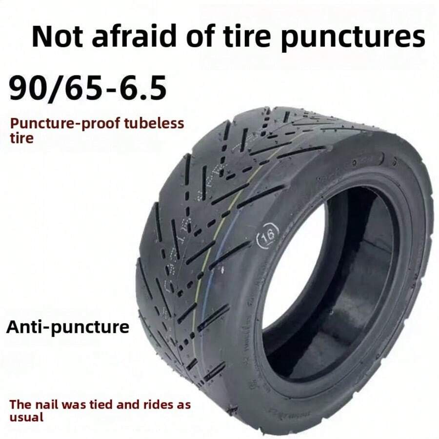 High-Performance Rubber Electric Scooter Tires, Vacuum Tires, Shock-Absorbing Tires, 90/65-6.5, Durable Rubber, Batteryless, Suitable For Various Terrains, Self-Healing Tires, Inner Tube Tires, Suitable For City Roads, Black - Multicolor - View 1