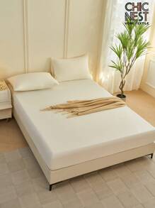 2/3 pièces Ensemble de draps housses de couleur blanche unie (1 pièce drap housse + 2 taies d'oreiller), protège-matelas, housse de matelas pour lit, ensemble de draps, doux et respirant, pour tous les formats de lit - simple, double, grand, queen, poche profonde jusqu'à 30 cm. Textile d'ameublement