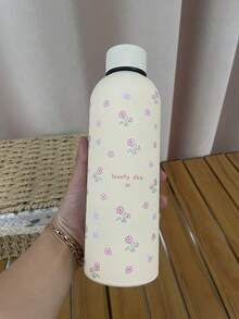 Cốc thép không gỉ họa tiết hoa mini 500ml/16.9oz, Bình nước giữ nhiệt di động có lớp phủ cao su, Thích hợp sử dụng tại nhà và thể thao ngoài trời, Món quà tuyệt vời cho gia đình và bạn bè khi trở lại trường - Nhiều màu - Xem 6