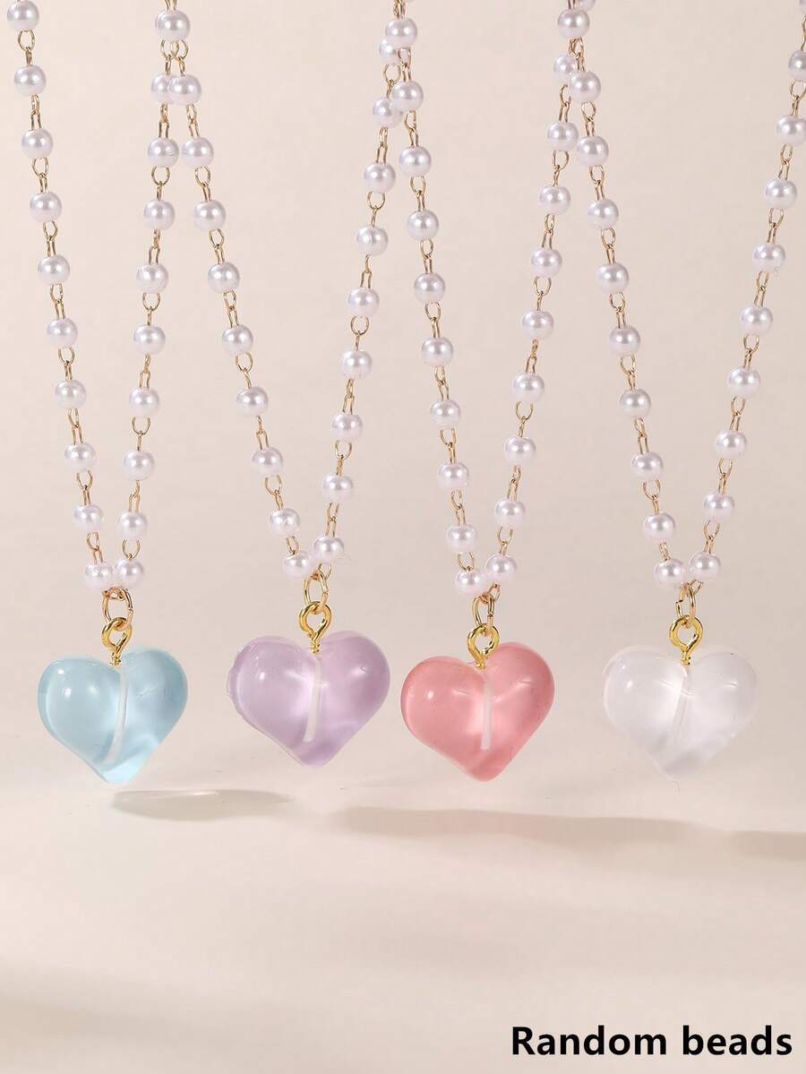 4pcs/Set Girls Resin Butterfly & Pearl Necklace Set - Multicolor - View 1