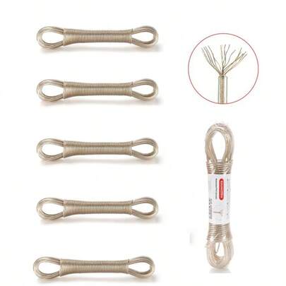 Tendedero portátil de cable revestido para uso en interiores y exteriores: resistente y duradero para secar ropa durante viajes (20 m x 4 mm, paquete de 6)