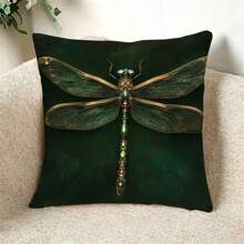 1 Stück Kissenbezug im Vintage Stil mit Glücksklee, 45x45cm, Design mit goldenem Blatt und Vierblättrigem Klee, Polyester, maschinenwaschbar, mit Reißverschluss, gewobener Polyester Dekorationskissenbezug für Zuhause und Büro