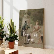 1pc Modern Roma Ntic Love Love Is You Retro Pop Wall Art Prints Canvas Painting Poster Picture For Living Room Home Decor Optional Frame ,Wall Art With Frame