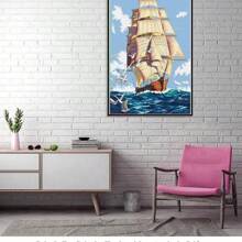 LaoJieYuan 2025 New Style Hand Embroidery Kit DIY Needlework Seascape Sailboat Needlecraft For Beginner Thread Cross Stitch Artcraft Home Decor