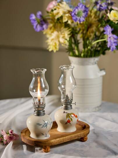 Cirelle قطعة واحدة من مصباح الكيروسين السيراميكي، ديكور شموع مراسم الشاي، إنارة الزبدة القديمة (بدون زيت المصباح)، أفضل هدايا، ديكور منزلي، ديكور غرفة