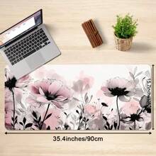 1pc Pink Floral Teal Mouse Pad Washable Boho Flowers Gaming Mousepad Non-Slip Rubber Base Mouse Pads For Office Laptop