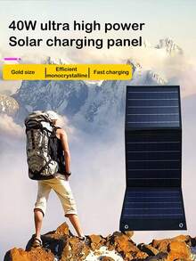 Foldable Solar Panel Charger, Multi-Functional For Outdoor Travel & Camping, Suitable For Charging Mobile Phones And Laptops, Portable Solar Charging Panel - Black - View 5