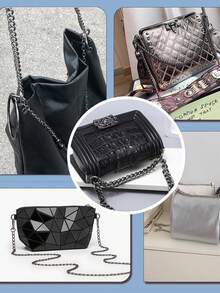 专业级 47 英寸扁平斜挎链带 | 重型锻铁替换带，带 10 毫米加固边缘和 360° 旋转扣 - 通用手拿包/钱包/手提包配件（古金色）