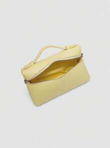 1 pieza Bolso bandolera cuadrado de PU con grano de litchi de unicolor, pequeño bolso para mujer, adecuado para combinar atuendos de moda diarios