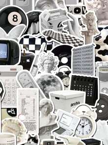 55種文字、裝飾圖案、貼紙、動物吸引力、短語、文本、diy防水貼紙、塗鴉貼紙 - 彩色 - 查看 1