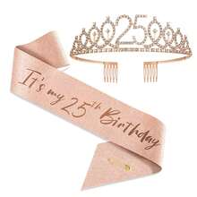2 cái/bộ 10th 11th 13th 15th 18th 25th Vàng hồng Sinh nhật Nữ hoàng Sash với Pin, Vương miện Rhinestone ngọt ngào, Quà tặng sinh nhật Trang trí Phụ nữ - bộ đồ 18 tuổi - Xem 6