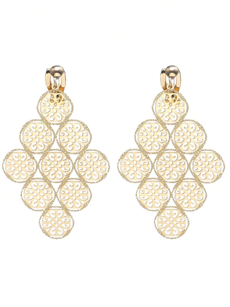 2pcs Vintage Style Gold Tree Leaf Clip-On Earrings, Fashion Design Personalized Earrings For Women Without Pierced Ears - Gold - View 1