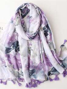 1pc Summer New Leopard & Flower Print Shawl Scarf - Multicolor - View 3