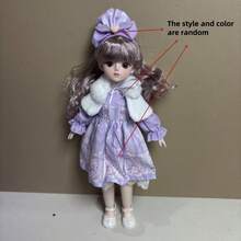 新款11.81英寸时尚娃娃BJD娃娃，可爱妆容，可动关节，裸体OB11，卡哇伊卡通动画3D逼真眼睛，漫画脸，卡哇伊娃娃服装，派对礼物，时尚美丽的薄纱连衣裙娃娃 - 彩色 - 查看 18