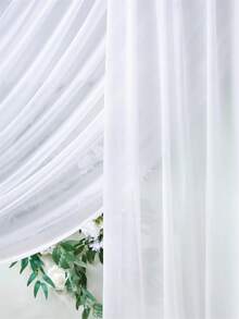 1pc 9.83ft Cream White Elastic Satin Backdrop, Opaque Fabric, Multi-Color Curtain, Photography Background, Suitable For Wedding, Party, Stage Decoration, Bridal Shower, Anniversary Party, Birthday Party, Valentine's Day Party, Halloween Party - White - View 3