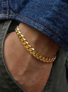 1 pezzo Braccialetto catena in acciaio inossidabile dorato, accessorio di gioielleria personalizzato stile hip-hop da uomo