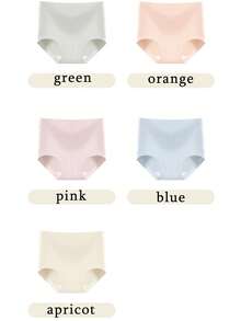 5pcs Women's Cotton Briefs,High-Waist Solid Color Healthy Skin-Friendly Comfortable Breathable Cotton Underwear - 高腰多色 - 查看 7