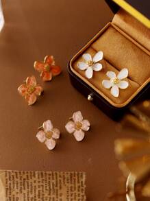 1 Paar europäisch-amerikanisch klassische Blumen elegante Ohrringe, vielseitig und chic koreanischer Stil süße Ohrstecker