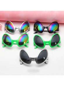 1pc Fashionable & Unique Green Alien Shaped Fashion Glasses