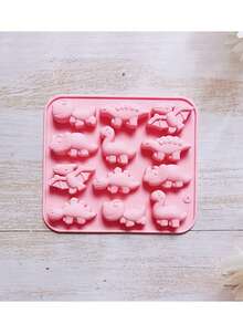 1/2/3 件恐龙形状硅胶糖果/巧克力/果冻/冰块模具，12 腔动物烘焙模具 - 藕粉色 - 查看 9