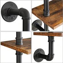 4 Tier Industrial Pipe Wall Shelves Rustic Storage Racks Floating Shelves Wall Shelves Kitchen Spice Rack For Bedroom Kitchen Living Room Bathroom HWS002H - 4tiers - View 8