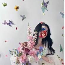 15 件花朵和 8 件蝴蝶，混合风格，漂浮效果，适用于婚礼装饰、房间装饰、商场装饰、商店装饰、节日装饰、摄影背景，适合所有季节 - 彩色 - 查看 4