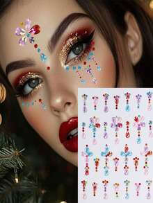 6 miếng dán trang trí mặt hình trái tim nhiều màu sắc lấp lánh, đá quý trang trí mắt nghệ thuật pha lê, đồ trang trí dán tạm thời cho cơ thể và mặt, dụng cụ trang điểm, kẻ mắt, nghệ thuật vẽ móng. - Nhiều màu - Xem 3