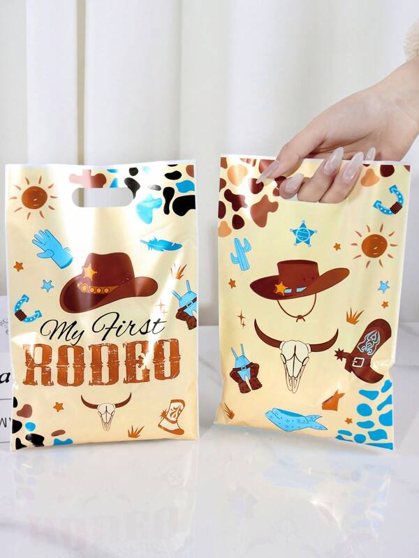 10/20/50pcs Cowboy Party Tote Favor Bags, Sport Theme Party Packaging Bags, Suitable For Wedding Shower Party Decor, Universal Holiday Packaging, Small Gift Packaging