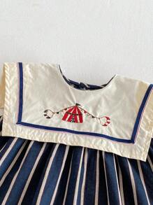 Robes de bébé fille col marin, style coréen robe en jean douce pour bébé/tout-petit, tenue d'été