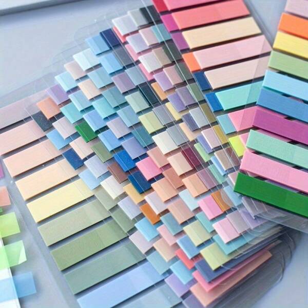 400pcs/200pcs Morandic Color Index Labels, Transparent Sticky Flags, Various Pastel And Vintage Colors, Rectangular Colored Index Cards, Suitable For Office, Study And Gift Wrapping, Organization And Storage