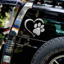 1pc Dog Palm Print Heart Shaped Design Innovative Imitation Diamond Sticker Shiny Cute Car Stickers Car Styling Cartoon Stickers For Car Motorcycle