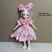 新款11.81英寸时尚娃娃BJD娃娃，可爱妆容，可动关节，裸体OB11，卡哇伊卡通动画3D逼真眼睛，漫画脸，卡哇伊娃娃服装，派对礼物，时尚美丽的薄纱连衣裙娃娃 - 彩色 - 查看 15