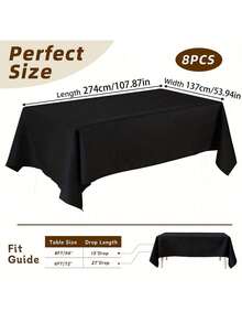 1 件/8 件一次性 PEVA 塑料纯色桌布，适用于长方形桌子，抗皱可水洗装饰桌布，适合派对、典礼、自助餐、生日、日常使用，107.87 * 53.94 英寸