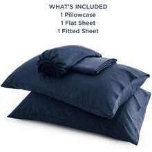 Bedsure Queen Sheet Set, Cooling Sheets For Queen Size Bed Set, Rayon Derived From Bamboo, Breathable & Soft Deep Pocket Up To 16 Inches, Hotel Luxury Silky Bedding, Bedsheet & Pillowcases, Dark Grey - 07 - Navy - View 6
