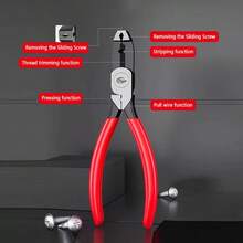 1pc 15*5CM Slip Jaw Pliers, Rust Removal, Broken Screw Extractor, Multi-Functional Tool, Chrome Vanadium Steel, Red Handle, Suitable For Home, Construction, Automotive, Furniture Maintenance