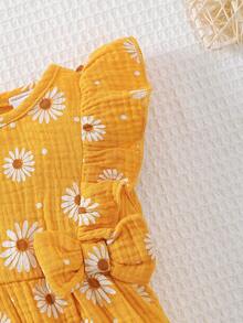 女童两件套无袖可爱心形荷叶边连体裤+帽子，舒适百搭，春夏