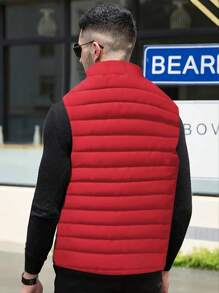 1 pieza Chaqueta sin mangas para hombres, cuello alto, versátil y de moda, abrigo de otoño/invierno