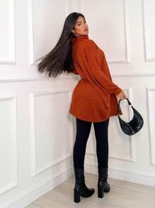 Vestido Poncho Curto Lanzinha Feminina Manga Longa Inverno  Simples  elegante  Casual  Festa