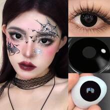 1 Pair Of Quadratic Colored Cosplay Contact Lenses, Anime Colored Lenses With Pink Pupils For Parties Halloween Costume Cosplay - Yearly Disposable - View 14