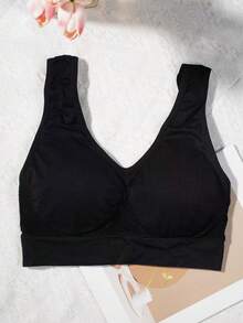 Große Größen 1 Stück BH für Damen mit abnehmbaren Pads, bügellos, sexy, formend und bequem - Schwarz - Übersicht 2