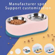 Stainless Steel Double-Layer Roman Column Non-Slip Anti-Spill Pet Bowl - Multicolor - View 1