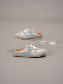 2025 Spring/Summer New Retro Color Block Platform Closed Toe Mule Sandals, Breathable Mesh Soft Sole Slip-On Loafers, Pregnant Women