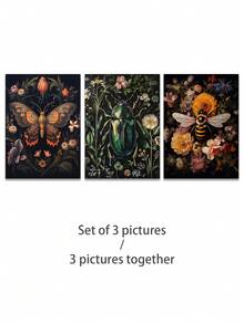 1/3Pcs, Optional Frame, High Quality Print Painting,Modern Style, Butterflies, Bees, Flower Splicing, Combination, Wall Art Poster, Home Decoration, Suitable For Living Room, Sofa, Bed, Hallway, Bedroom, Bathroom, Office, Perfect Art Gift, PVC Rigid Pipe Packaging,Wall Art With Frame - Multicolor - View 28