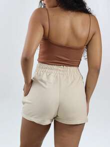 Women Shorts - 裸色/白色 - 查看 2