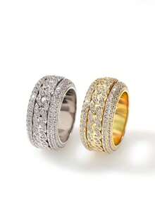 1pc Unique Rotatable Ring, & Fashionable, Suitable For Hipster/Punk Style Gift - Multicolor - View 9