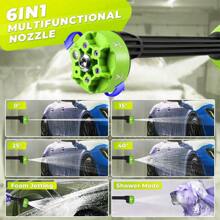 Cordless Pressure Washer, 300W Portable Pressure Cleaner Washer With 6-In-1 Nozzle, Rechargeable Battery Pressure Washer With 5m Water Pipe, High Pressure Washer Gun For Car, Fence, Floor, Patio