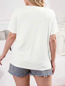 3pcs Women's Plus Size Ess Elegance Elastic Solid Color Short Sleeve Round Neck Breathable Fitted Sports T-Shirt - Multicolor - View 4