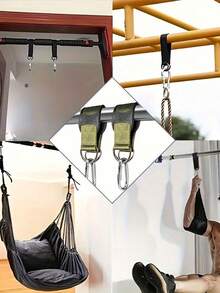 2 件户外秋千带、多用途户外悬挂带、秋千附件、吊床附件、带 2 个重型登山扣和 D 形环的吊床带、露营悬挂带、秋千带、沙袋带、悬挂环带、延长带、悬挂带、用于树秋千悬挂的聚酯纤维带、吊椅