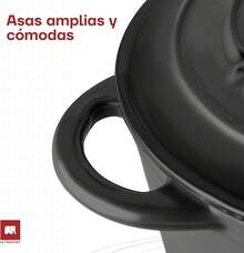 ULTRACHEF Olla de Hierro Fundido Esmaltado para Estufa y Horno| Horno Holandés Cubierto de Hierro Fundido| Olla Holandesa| Redondo| Tamaño 24, Capacidad 3.8 Litros, Rojo 44VC - Negra - Ver 3